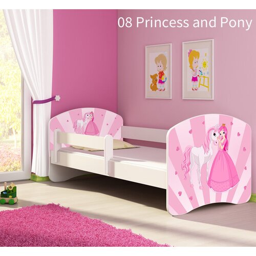  Dječji krevet ACMA s motivom, bočna bijela 140x70 cm 08 Princess with Pony Cene