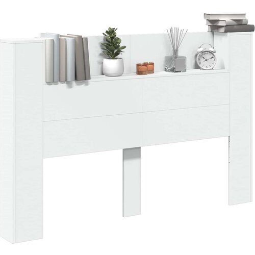  Krevetna ploča s LED-om s policom Bijelo 160 x 16 5 x 103 5 cm - Bijelo 160 cm Slike