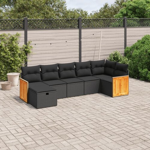 vidaXL 7-dijelni set vrtnih sofa od poliratana s jastucima crni Cijene