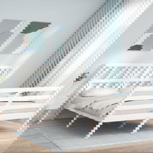 vidaXL Okvir kreveta s uzglavljem bijeli 4FT mali bračni masivno drvo Cijene