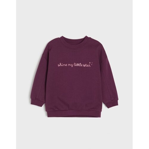 Sinsay Pamučna crewneck majica sa svjetlucavim natpisom Cene