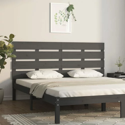 vidaXL posteljno vzglavje sivo 160x3x80 cm trdna borovina