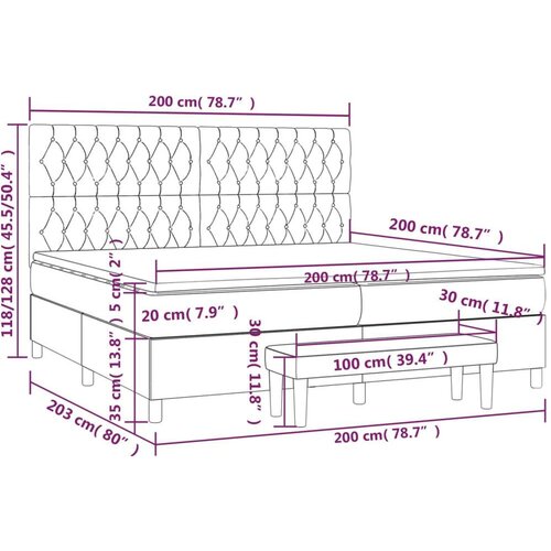  Krevet s oprugama i madracem tamnosivi 200x200 cm bar&amp;scaron;unasti Slike