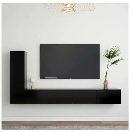  Komplet TV omaric 3-delni črna iverna plošča