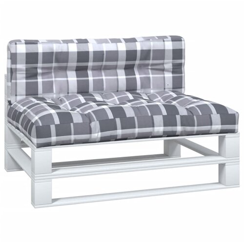  Jastuci za palete 2 kom sivi karirani od tkanine &amp;Scaron;arena 120 x 80 x 12 cm Slike