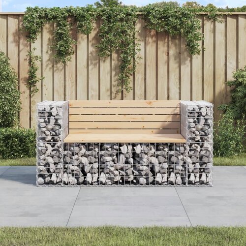 VidaXL Vrtna gabionska klop 143x71x65,5 cm trdna borovina Slike