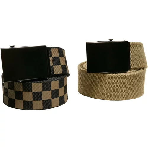 Urban Classics Accessoires Check And Solid Canvas Belt 2-Pack olive/black