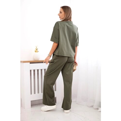 Kesi Włoski Punto set blouse + wide-leg pants khaki Cene