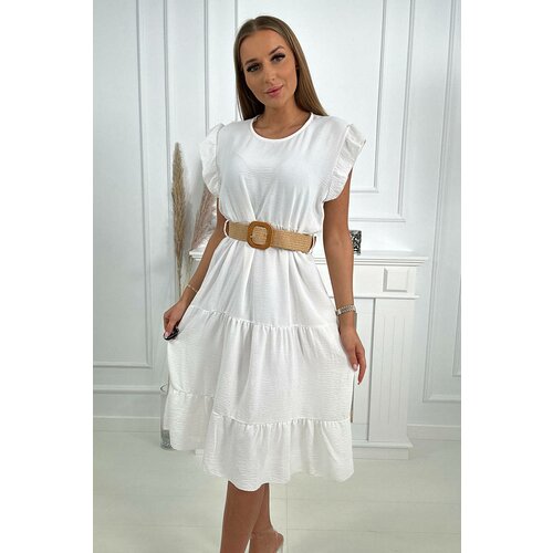 Kesi Dress with ruffles white Cene