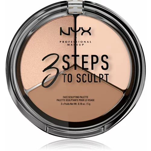NYX Professional Makeup 3 Steps To Sculpt paleta za konture obraza odtenek 01 Fair 15 g