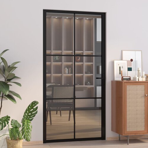 VidaXL Notranja vrata 102,5x201,5 cm črno ESG steklo in aluminij Slike