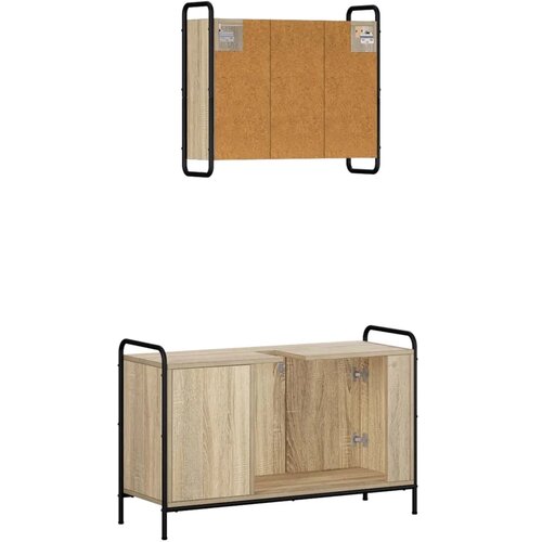  Set ormarića za kupaonicu 2 kom. Hrast sonoma 65 5 x 34 x 61 cm - Hrast sonoma Ormar s umivaonikom (3 vrata) + viseći ormar Slike