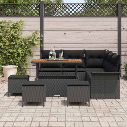  Sjedeća garnitura za vrt 9 kom. Crna poliratan 187,5 x 187,5 x 85 cm Slike