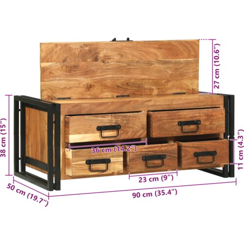 VidaXL Stolić za kavu 90x50x38 cm od solidnog bagremovog drva Slike