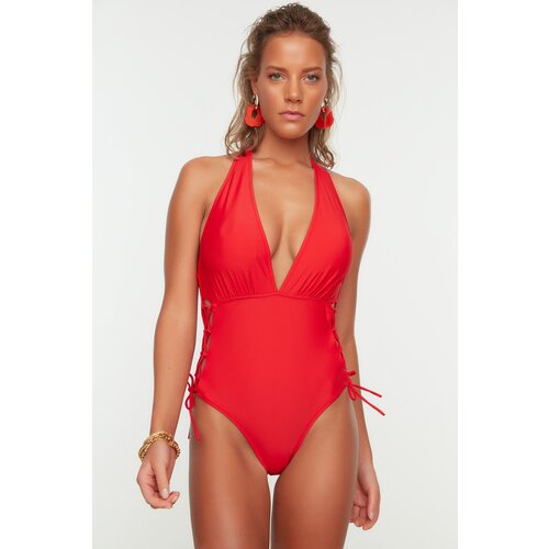 Trendyol Red Tie Detailed Swimsuit Pink | Crveno Cene