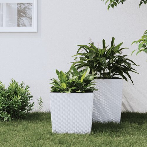 vidaXL Korito z odstranljivo notranjostjo belo 21 / 32 L PP ratan Cene