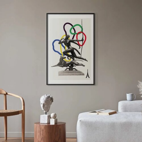  Plakat - Collage Graphic - Woman Shooting a Bow 40x60 Crni okvir s margom Cene