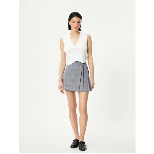 Koton Pleated Mini Skirt Buttoned Normal Waist Slike