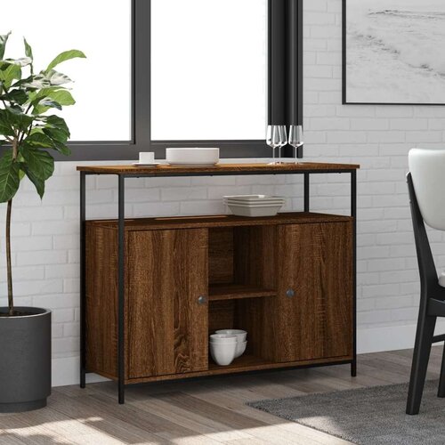  Komoda smeđa boja hrasta 100x35x80 cm od konstruiranog drva Cijene