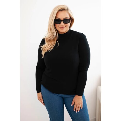 Kesi Włoski Women's Plus Size Viscose Sweater with Turtleneck black Cene