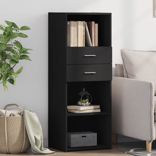 VidaXL Visoka omara črna 45x42,5x124 cm inženirski les Slike