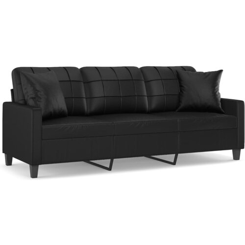 Maison Chic kavč - Sofa - Kanape trosed z okrasnimi blazinami črn 180 cm umetno usnje, (21727959) Cene