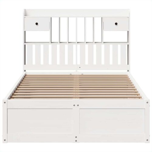 vidaXL Posteljni okvir brez vzmetnice bel 135x190 cm trdna borovina Cene