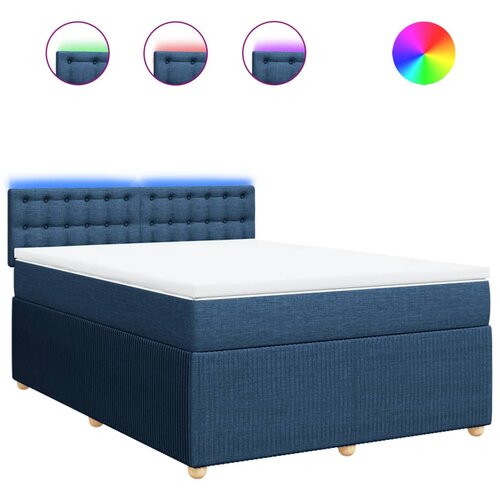 vidaXL Box spring postelja z vzmetnico modra 140x200 cm blago, (21310854) Cene