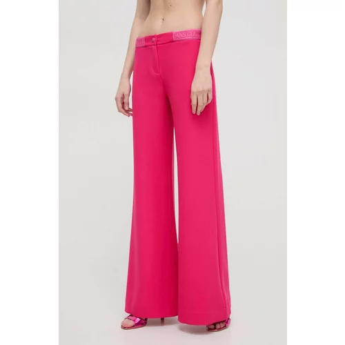 Versace Jeans Couture Hlače za žene, boja: ružičasta, široke, visoki struk