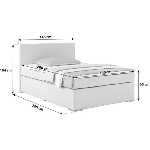 Based Postelja Boxspring Nero --, Črna, 140x200 Slike