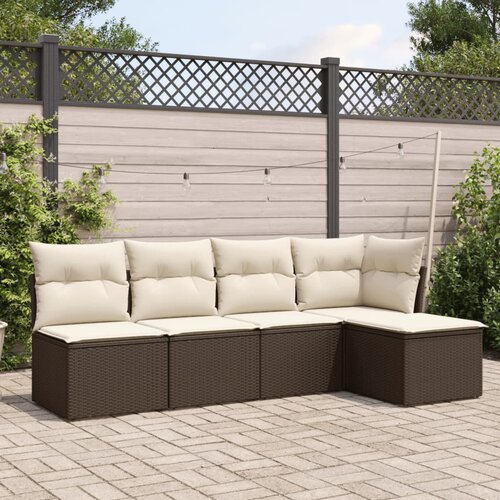  5-dijelni set vrtnih sofa s jastucima poliratan smeđi Cijene
