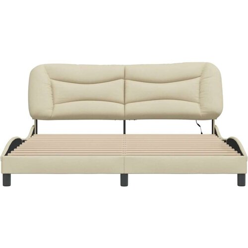  okvir kreveta s led svjetlima krem 180 x 200 cm od tkanine Slike