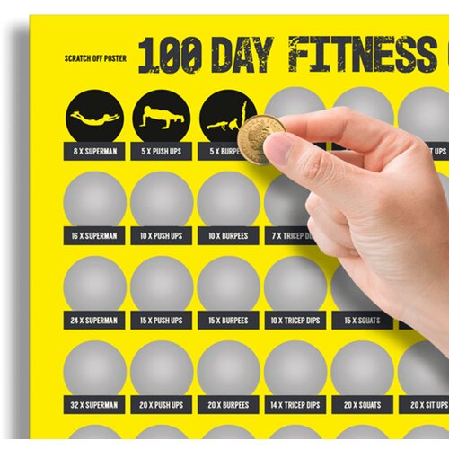  Poster za struganje 100-dnevnog fitness izazova Slike