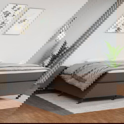 VidaXL Box spring posteljni okvir rjav 140x190 cm umetno usnje Slike