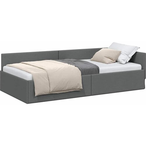  Kutni okvir kreveta Tamno siva 100 x 203 cm tkanina Slike