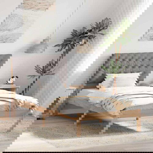 VidaXL Krevetni okvir s tapiciranim uzglavljem Smeđa 90 x 200 cm Slike