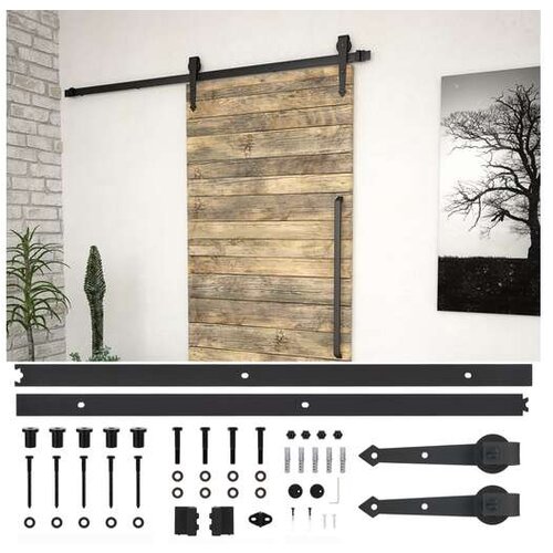  Komplet opreme za drsna vrata 200 cm jeklo črne barve Cene