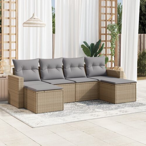vidaXL 6-dijelni set vrtnih sofa s jastucima bež od poliratana Cijene