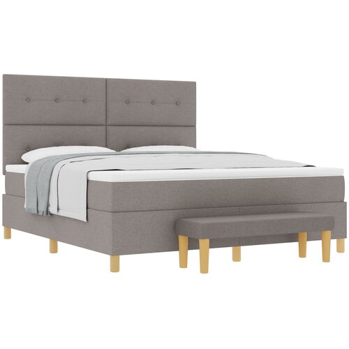 VidaXL krevet s podnicom i madracem i klupom taupe 180x200 cm tkanina Slike