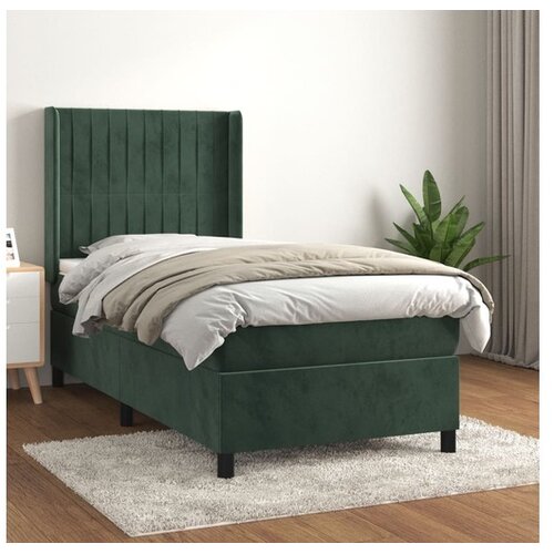  Box spring postelja z vzmetnico temno zelena 80x200 cm žamet Cene