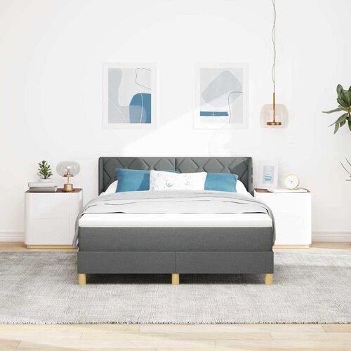  Krevet s opruga kutije Tamno siva 200 x 140 cm tkanina Slike