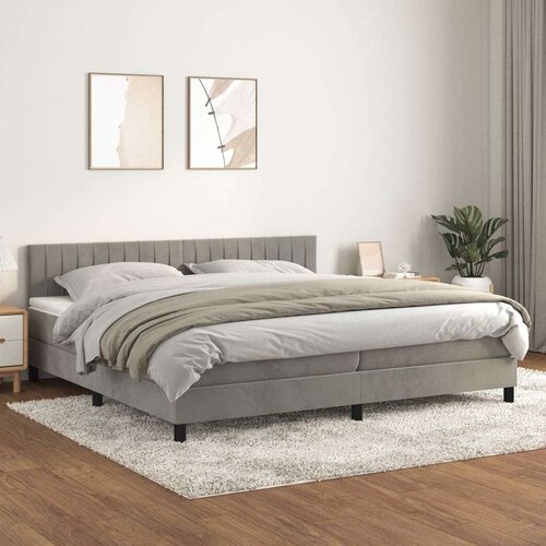  Box spring postelja z vzmetnico svetlo siva 200x200 cm žamet, (20725018) Slike