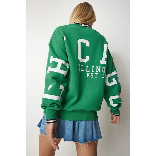  Women&amp;#039;s Green Printed Oversized Sweatshirt Slike