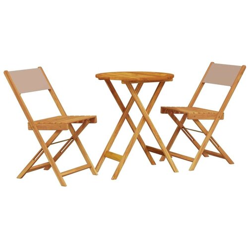VidaXL 3-dijelni bistro set od tkanine i masivnog drva smeđesivi Slike