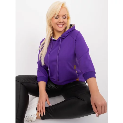 Fashion Hunters Dark purple women's plus size sweatshirt with cuffs