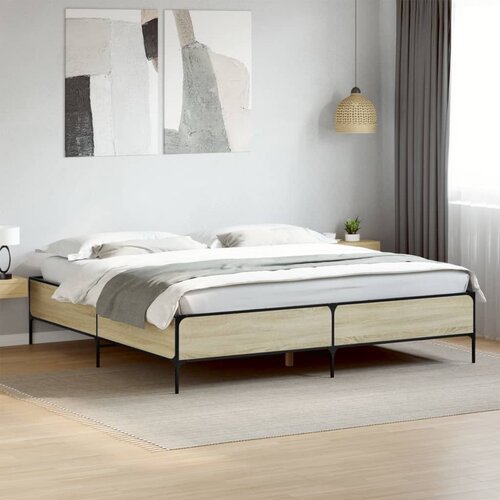  Okvir za krevet boja hrasta 180x200cm konstruirano drvo i metal Cene