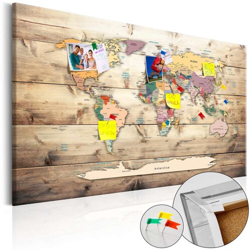  Slika na plutenoj podlozi - World Map: Wooden Oceans [Cork Map] 120x80 Cijene