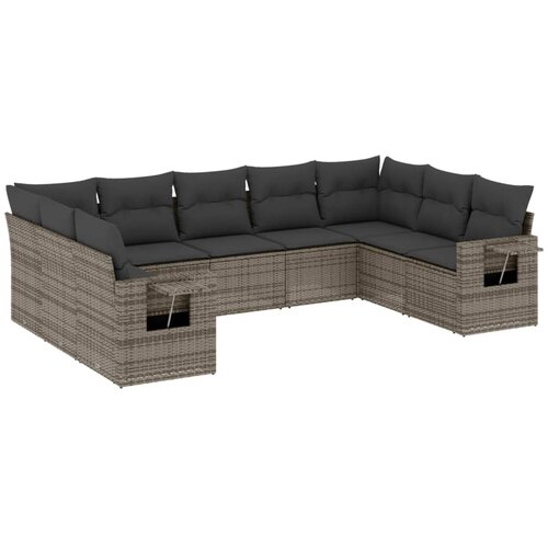 Maison Chic Seti vrtnega pohištva - Vrtna garnitura - Vrtni pohištvo set 9-delna z blazinami siv poli ratan, (21798142) Cene
