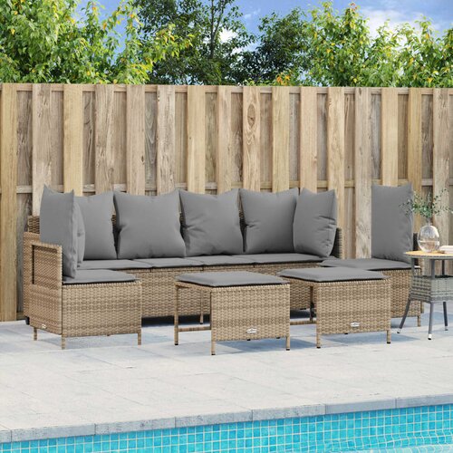  5-dijelni vrtni set sofa s jastucima bež od poliratana Cijene