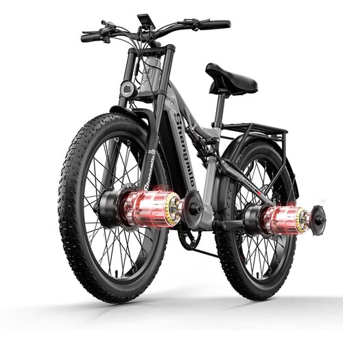 Shengmilo Električno kolo S600 za odrasle, 2x1000 W, dvojni motor, 48 V, 17,5 Ah, 840 Wh baterija, 26-palčna debela pnevmatika, moško električno gorsko kolo, (21563974) Cene